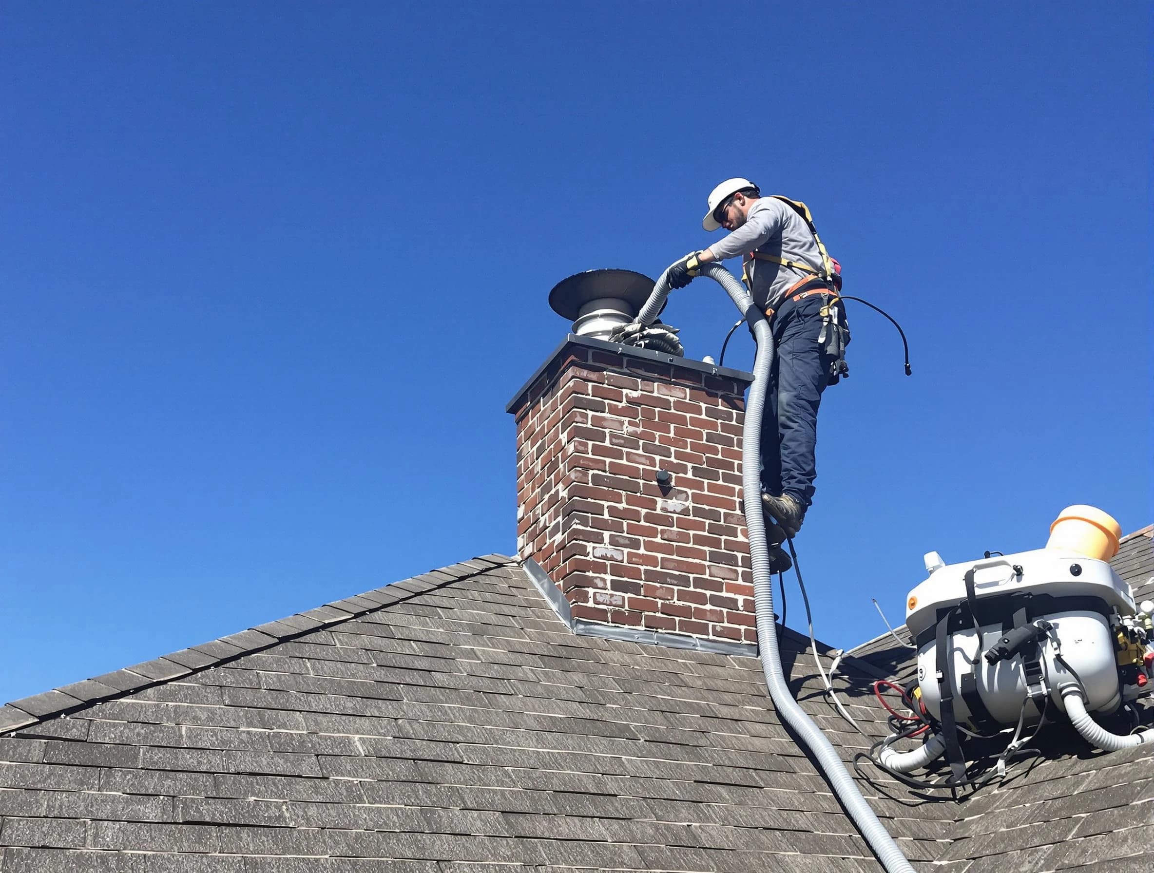 Dedicated Colonial Heights Chimney Sweep team member cleaning a chimney in Colonial Heights, VA