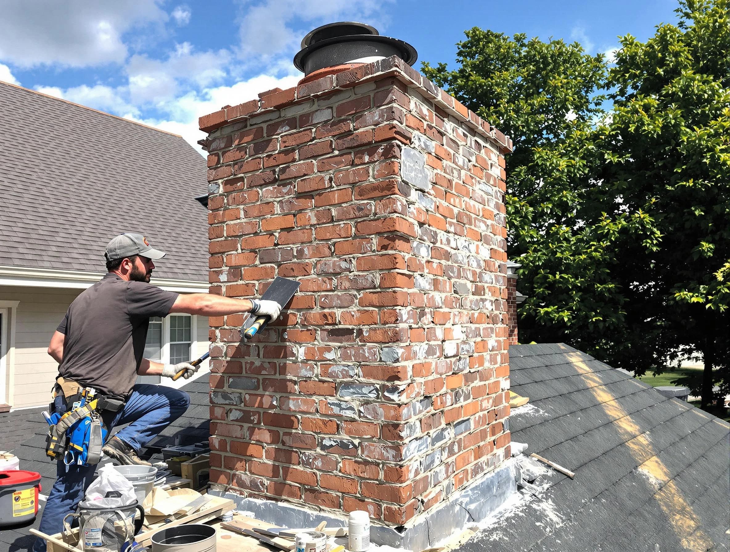 Completed chimney rebuild by Colonial Heights Chimney Sweep in Colonial Heights, VA