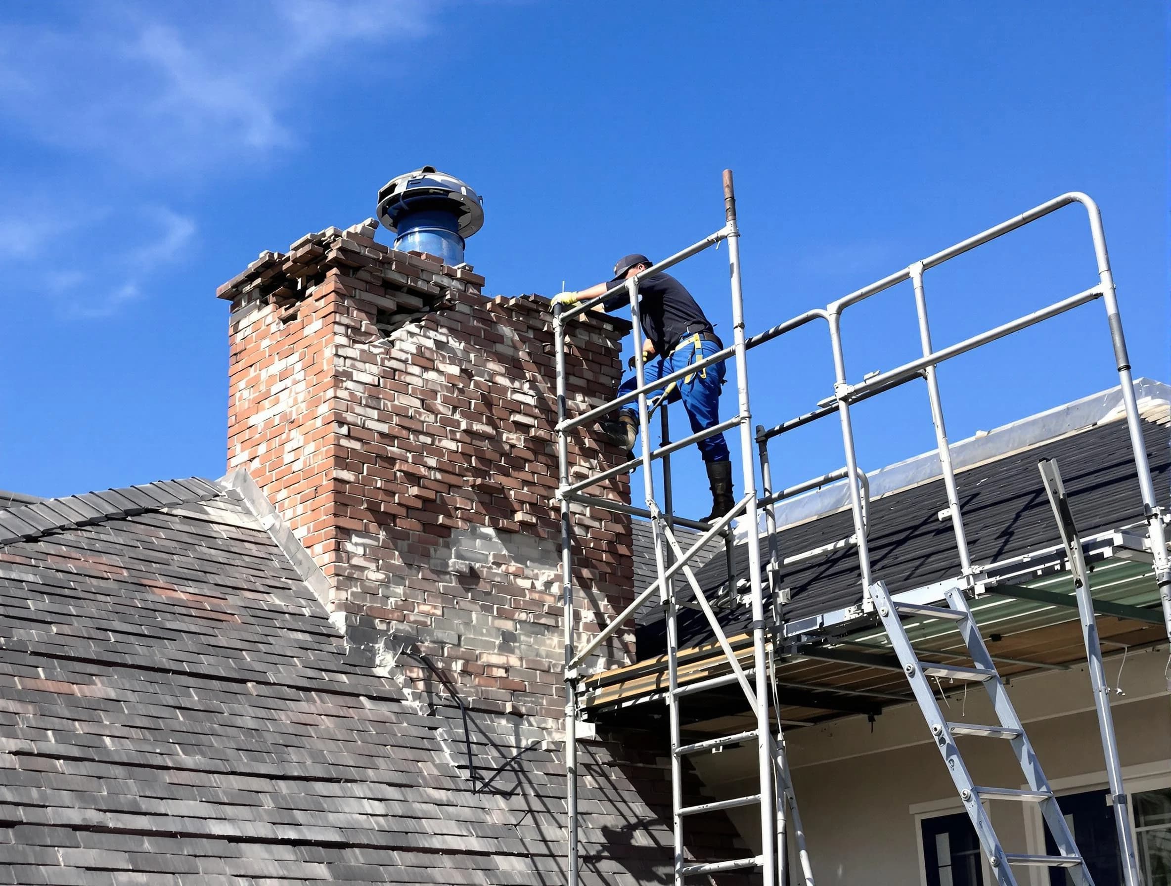 Rebuilding a chimney structure by Colonial Heights Chimney Sweep in Colonial Heights, VA