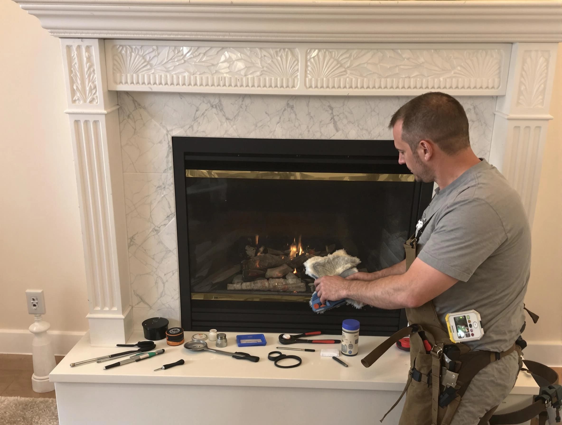 Colonial Heights Chimney Sweep performing fireplace maintenance in Colonial Heights, VA