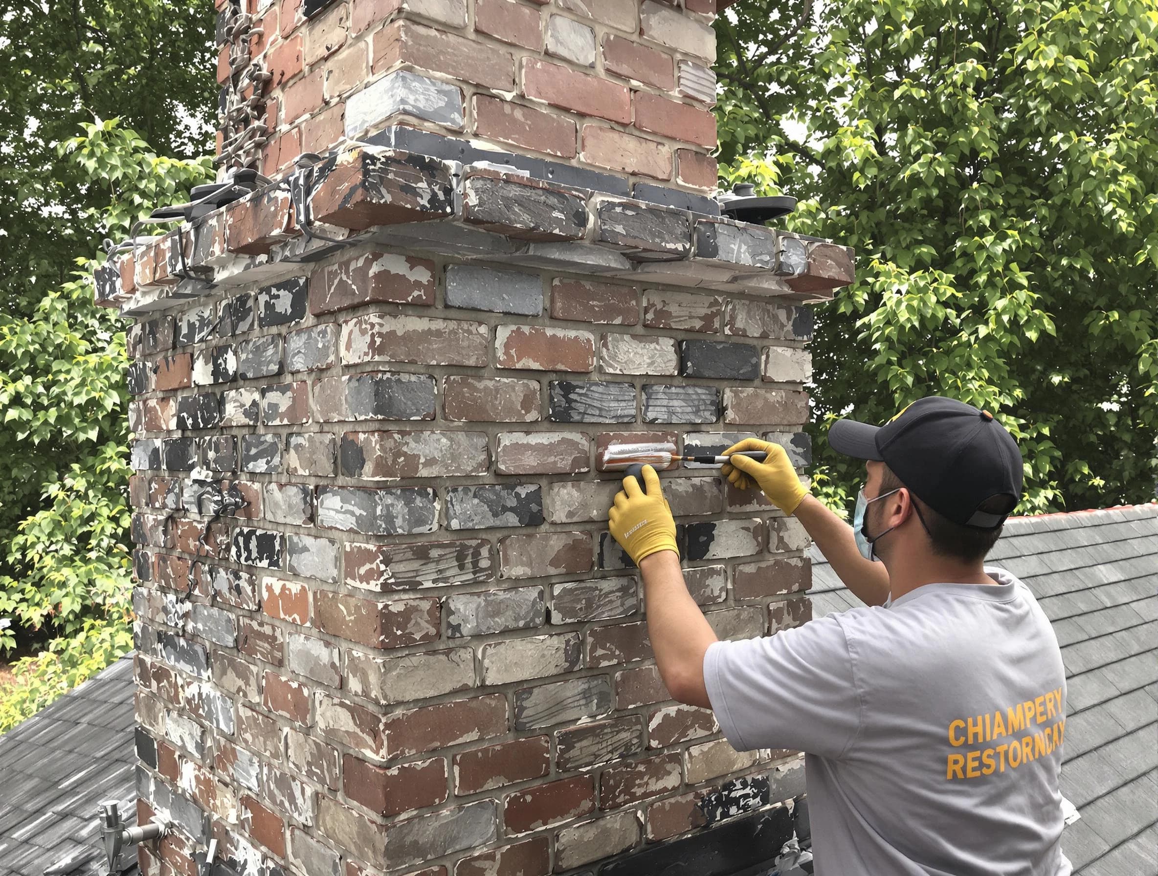 In-progress chimney restoration by Colonial Heights Chimney Sweep in Colonial Heights, VA