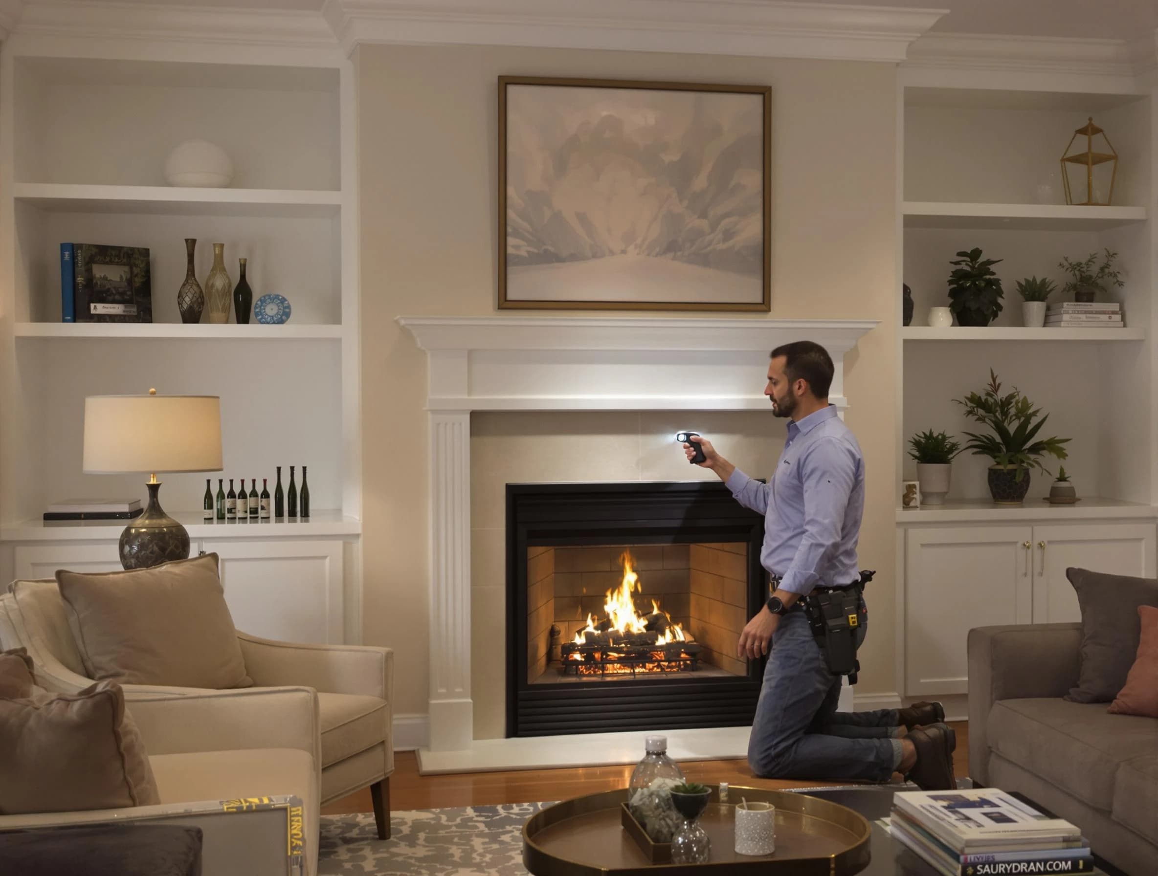 Colonial Heights Chimney Sweep conducting a fireplace safety inspection in Colonial Heights, VA