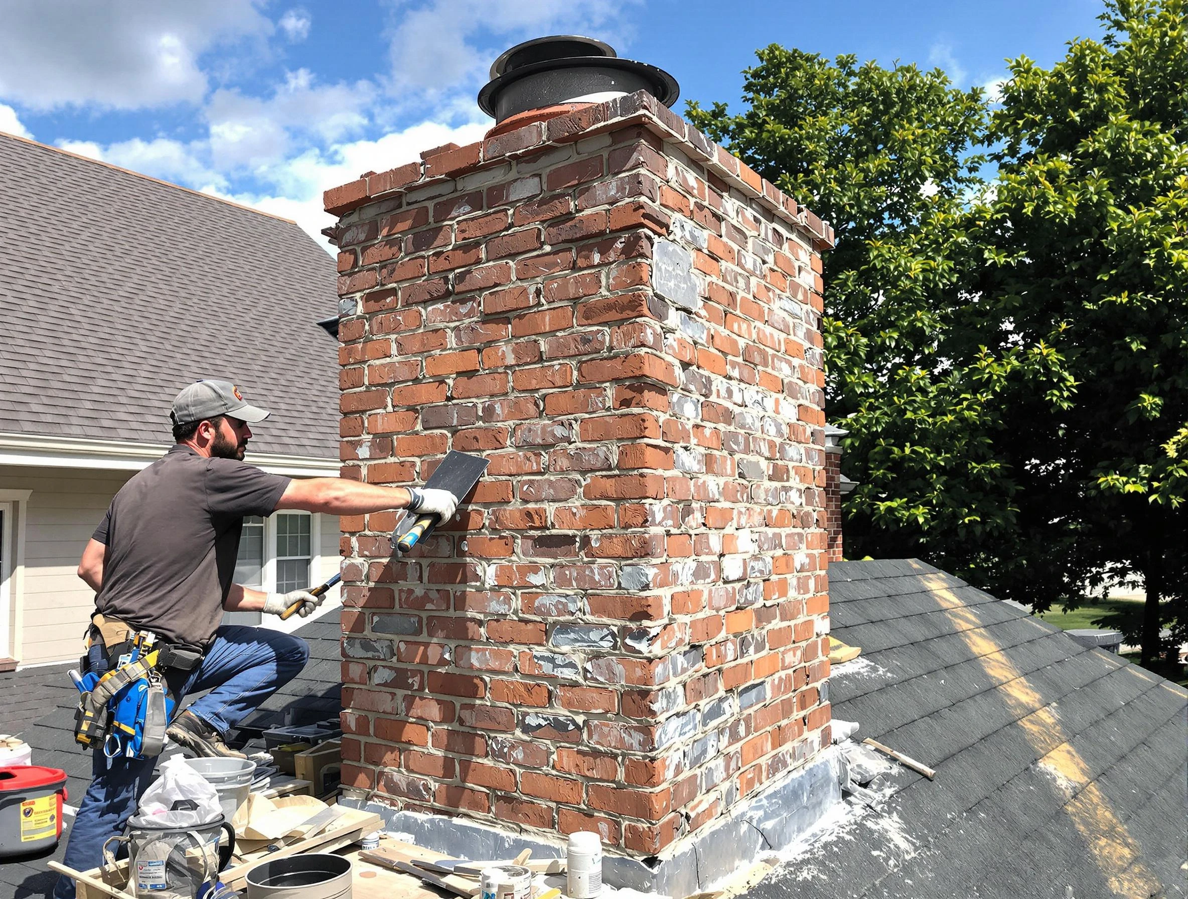 Completed chimney rebuild by Colonial Heights Chimney Sweep in Colonial Heights, VA