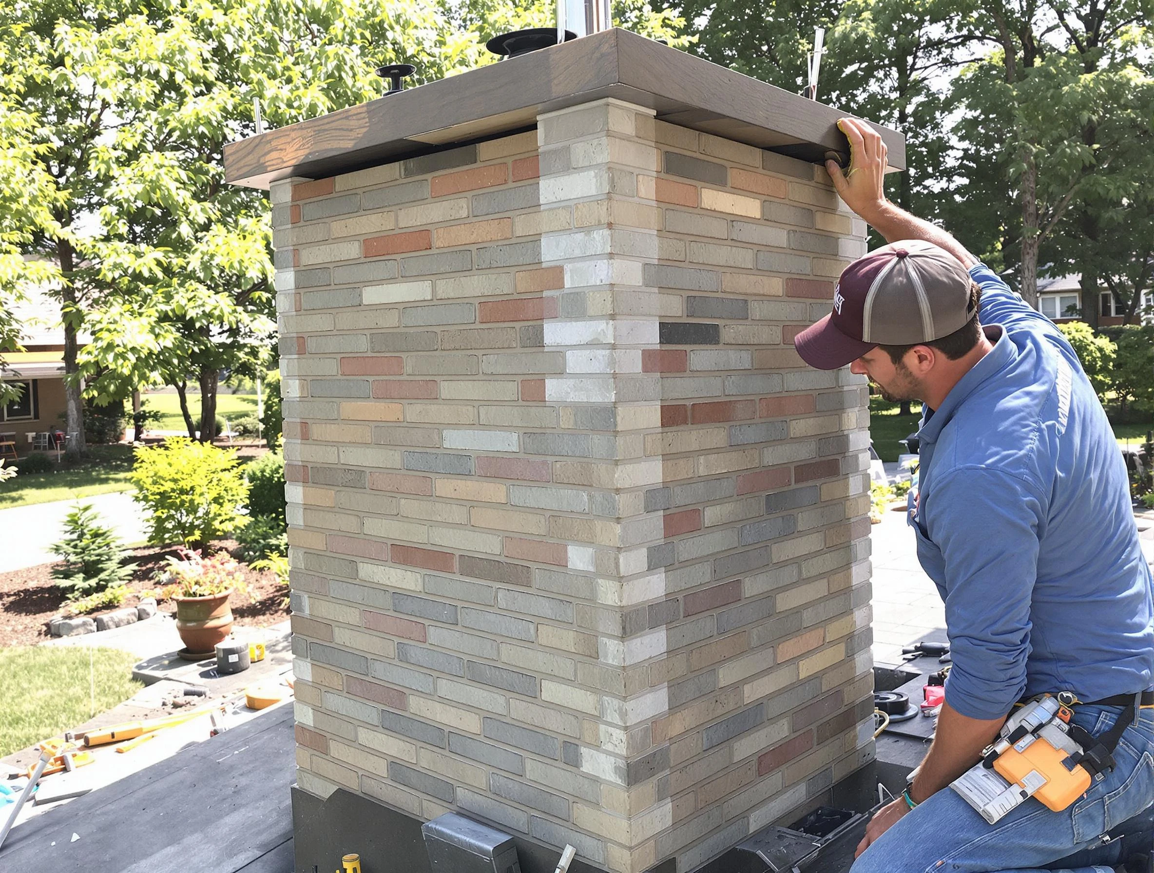 Colonial Heights Chimney Sweep completing a modern chimney remodel in Colonial Heights, VA