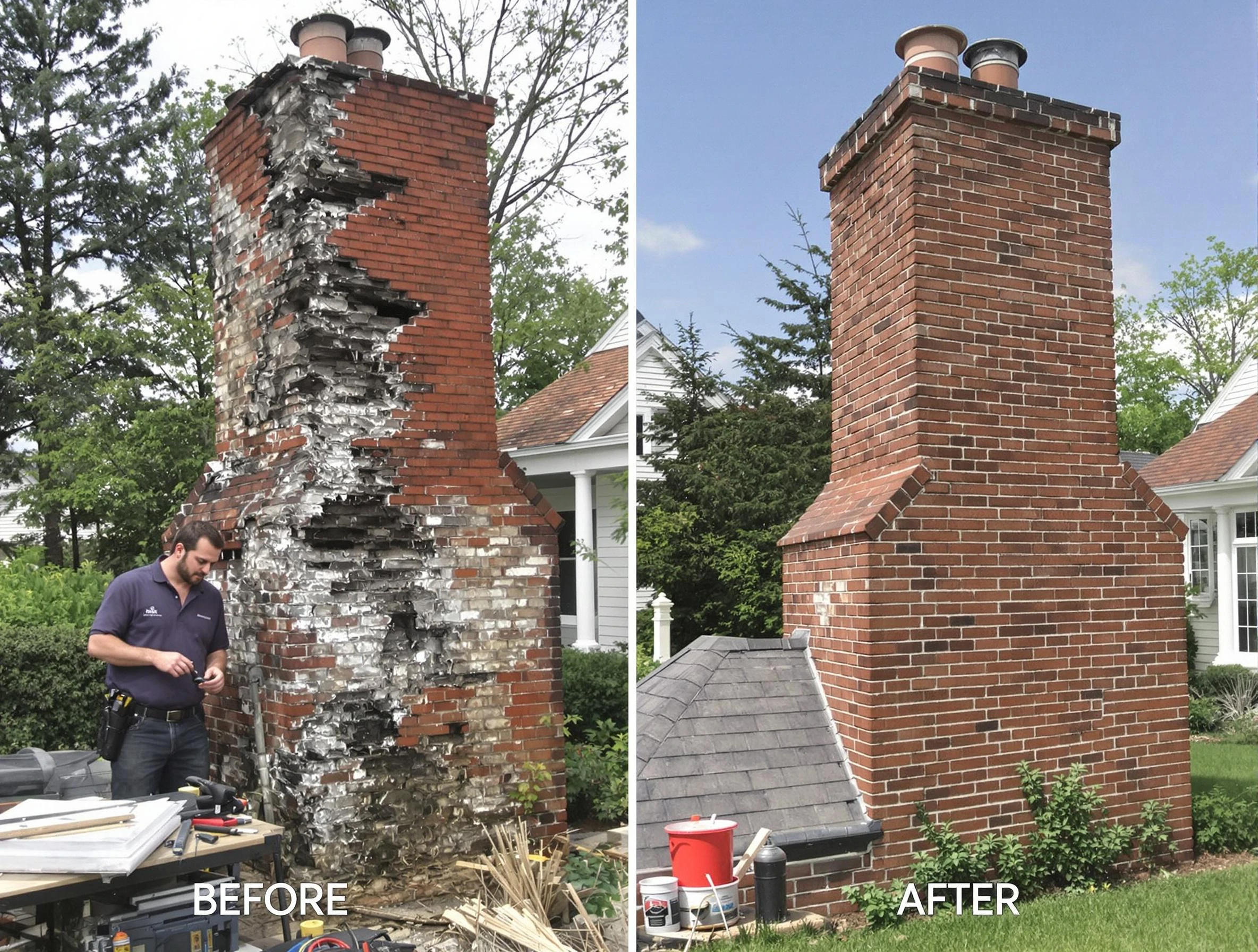 Colonial Heights Chimney Sweep performing a full chimney restoration in Colonial Heights, VA