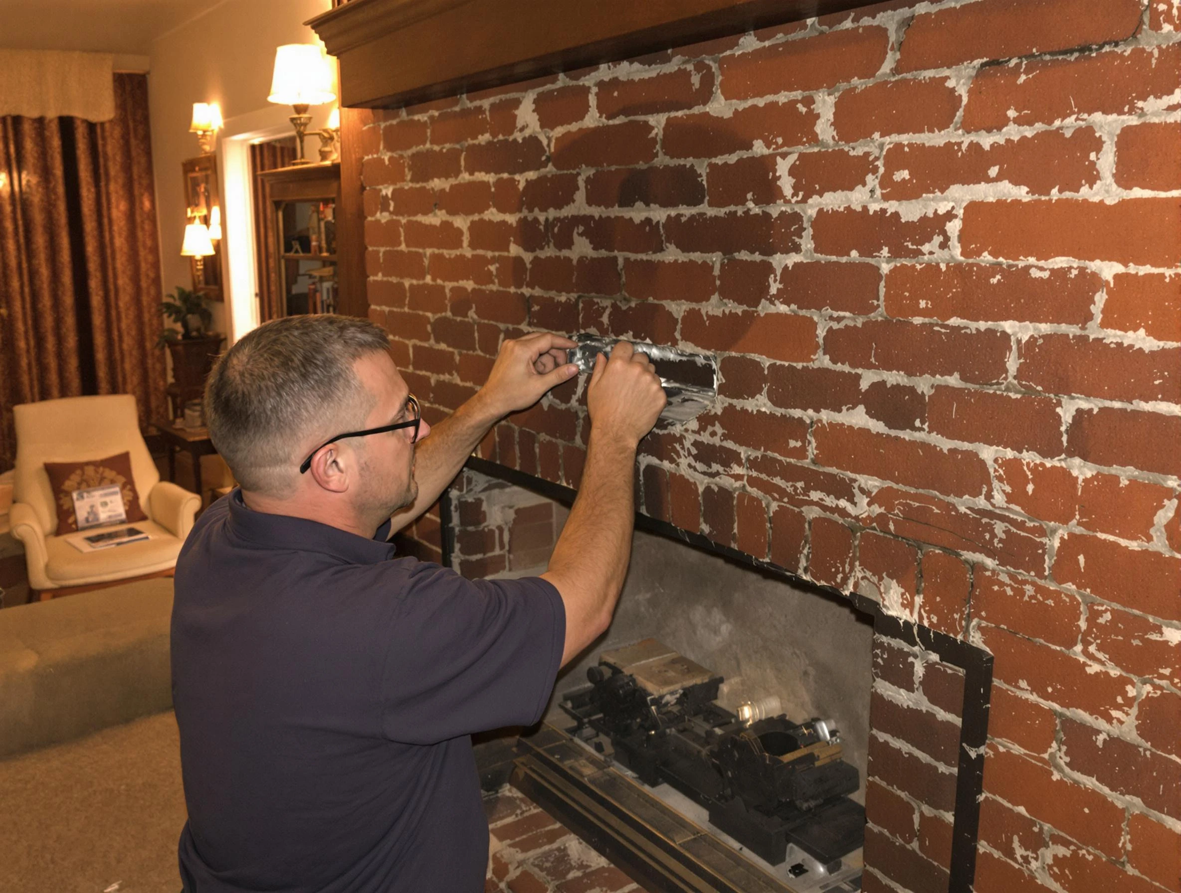 Colonial Heights Chimney Sweep expert fixing a fireplace in Colonial Heights, VA